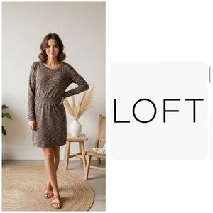 LOFT Women's Brown Long Sleeve Sweater Dress